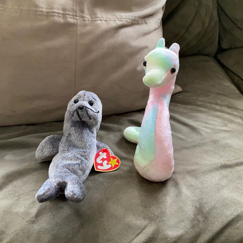 Neon and slippery beanie baby